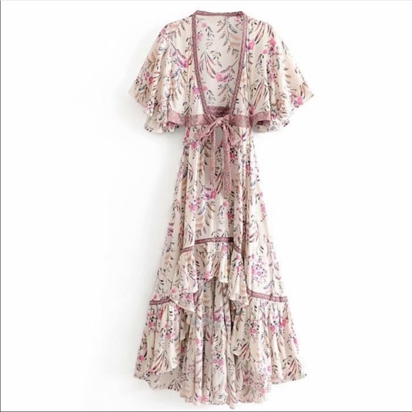 💃🏻Austin Boho Dress Floral Print High Low Dress - Picture 5 of 13